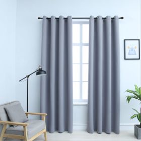 Blackout Curtains with Rings 2 pcs Gray 54"x95" Fabric