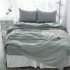 4 Pcs King Bedding Set, Premium Linen Bedding Sheets & Pillowcases, Bed in a Bag King Size Bed Set, Sea Glass Bedding Sheet & Pillowcase Sets