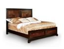 Transitional Queen Size Bed Acacia / Walnut Solidwood 1pcs Bed Bedroom Furniture Parquet Design Headboard And Footboard Bedframe