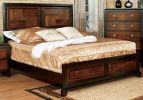 Transitional Queen Size Bed Acacia / Walnut Solidwood 1pcs Bed Bedroom Furniture Parquet Design Headboard And Footboard Bedframe