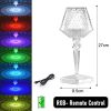 LED Diamond Night Light Table Lamp Rechargeable Touch Sensor Dimming Crystal Projection Light For Bedside Bedroom Restaurant Bar