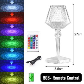 LED Diamond Night Light Table Lamp Rechargeable Touch Sensor Dimming Crystal Projection Light For Bedside Bedroom Restaurant Bar (Emitting Color: upgrade B)