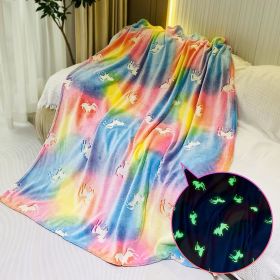 Glow in the Dark Throw Blanket Unicorn - Luminous Kids Blanket (50" x 60") (Color: rainbow)